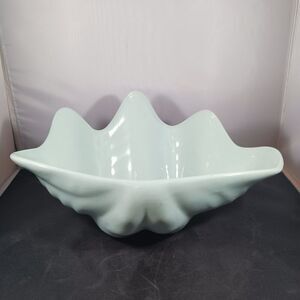 Vintage HALL Pottery Mid Century Light Blue Shell Bowl
